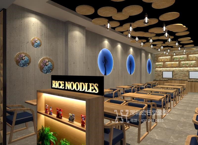 格朗合云南過橋米線連鎖餐飲店裝修設計效果圖