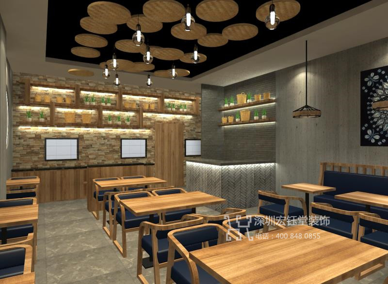 格朗合云南過橋米線連鎖餐飲店裝修設計效果圖