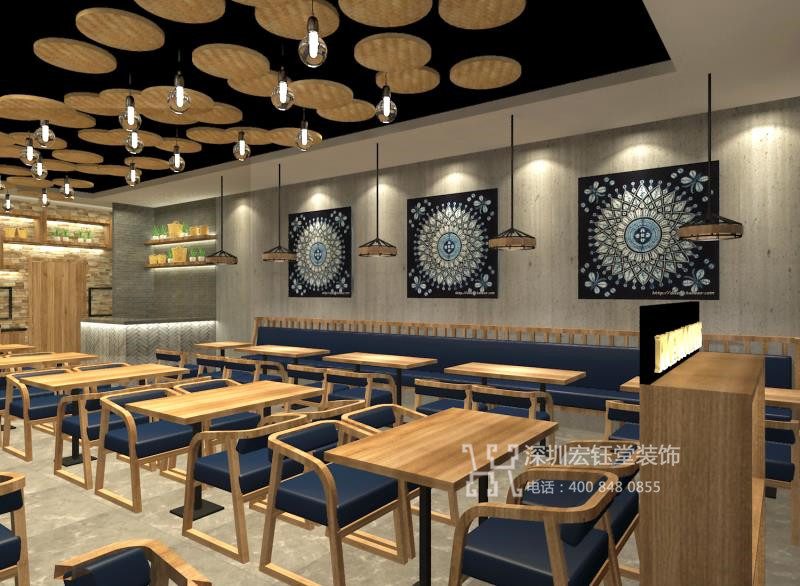 格朗合云南過橋米線連鎖餐飲店裝修設計效果圖