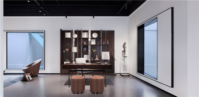 東方美學(xué)高端家居展廳書房展示區(qū)裝修設(shè)計實景圖