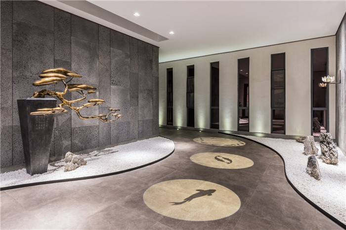 鄭州中餐廳裝修公司推薦福順齋中餐廳苦山水裝置裝修設計圖