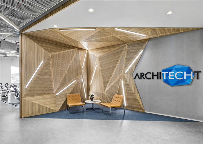 前臺背景墻設計-鄭州金融辦公室裝修公司分享Architecht辦公室裝修